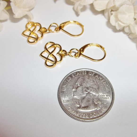 Gold Heart Earrings Infinity Symbol Sign Gift 3758 - Picture 5 of 5